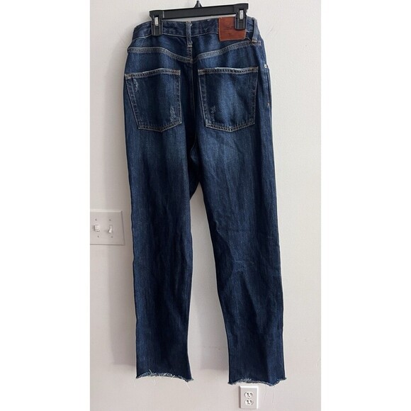 Zara Women Jeans 4 Premium Denim 30x33 Dark Wash Frayed Hem Straight Leg Classic - Picture 9 of 12